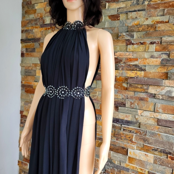 Black High Slit Sexy Dress - Picture 4 of 7